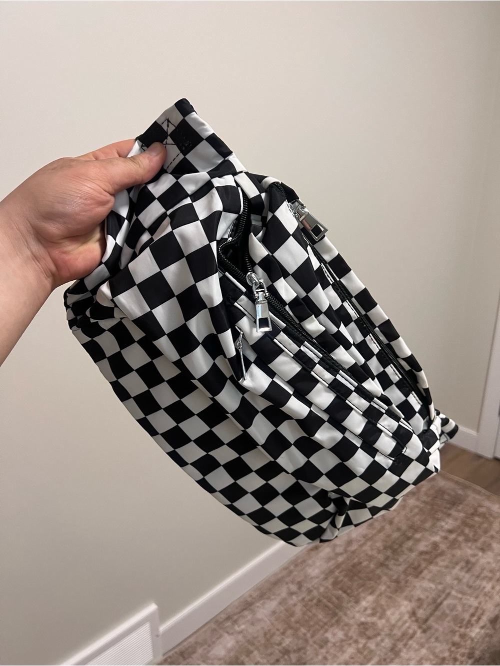 XXL Black & White Checkerboard Belt Bag Sommer Ray